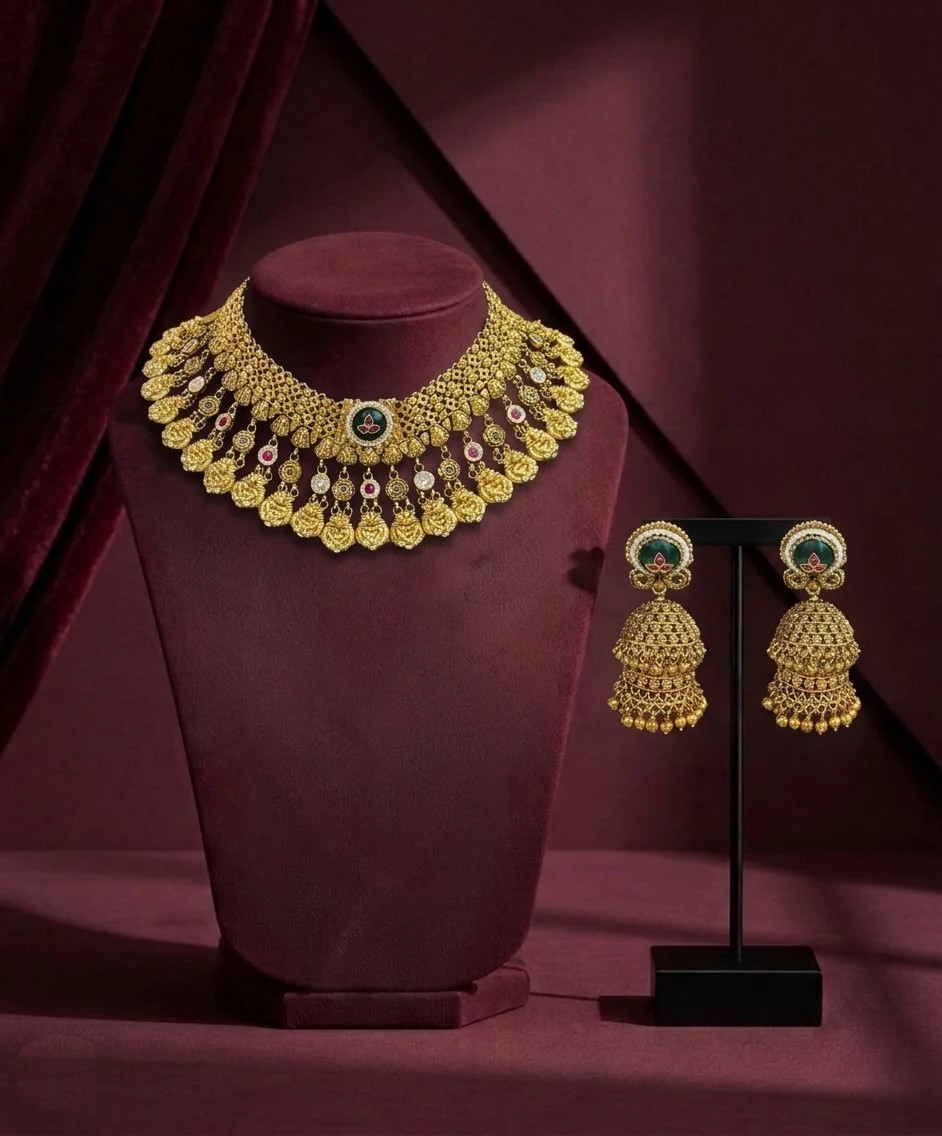 Temple-Style Gold Coin Necklace Set