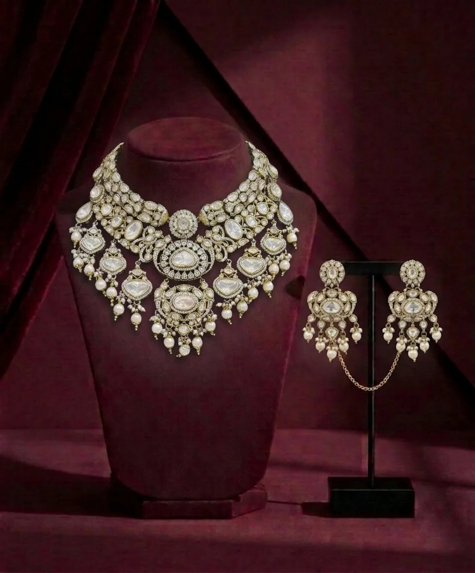 The Noor Jahan Polki Choker & Chandelier Set