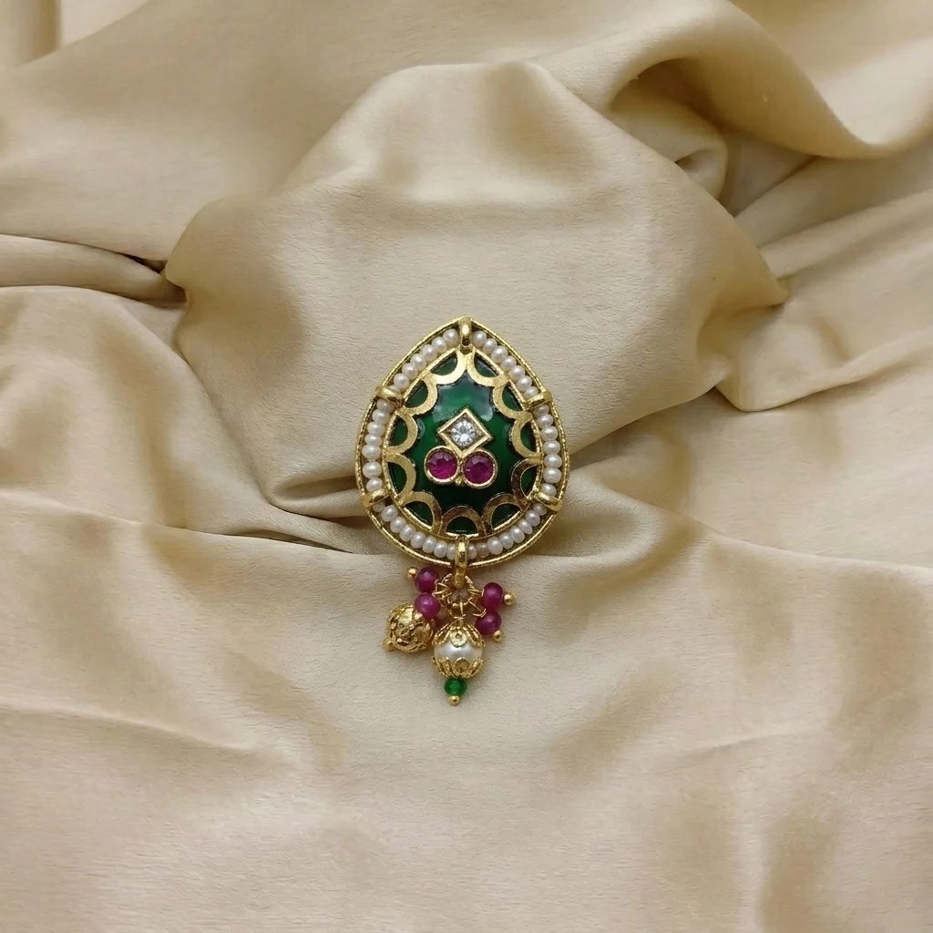 Heritage Teardrop Meenakari Hair Ornament
