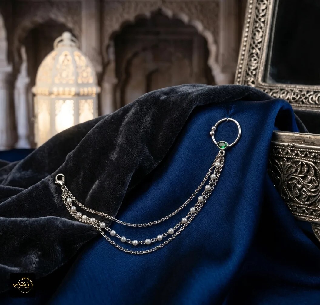 The Sterling Silver Emerald Teardrop Nath