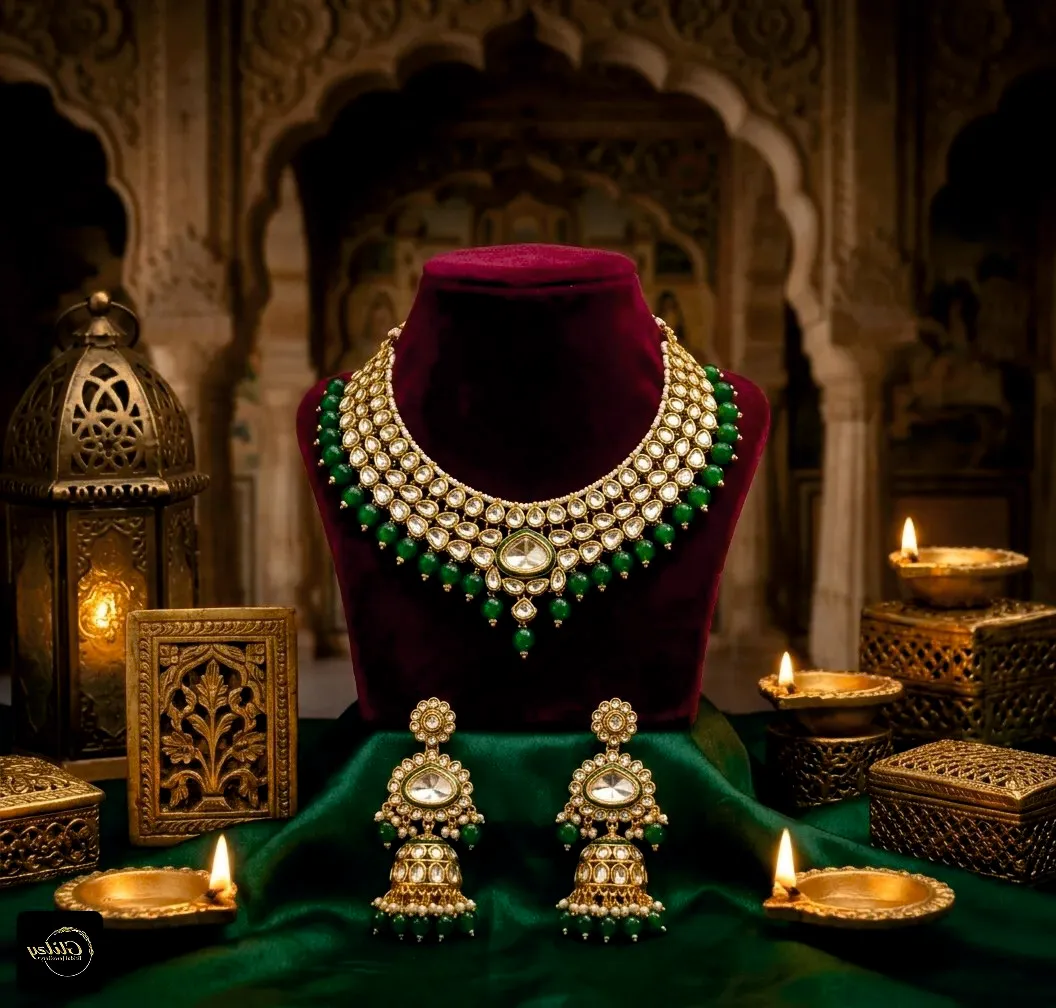 Emerald Royale Kundan Bridal Jewelry Set