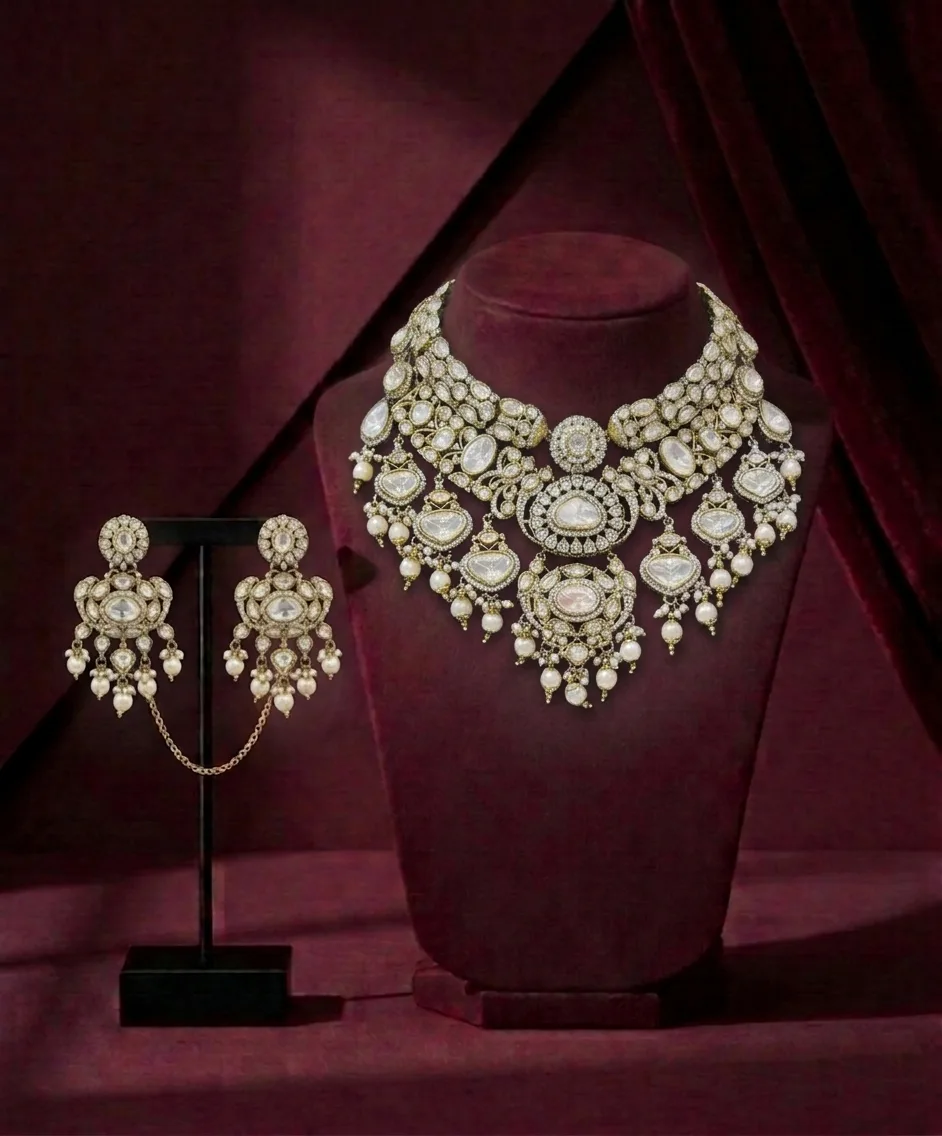 The Noor Jahan Polki Choker & Chandelier Set