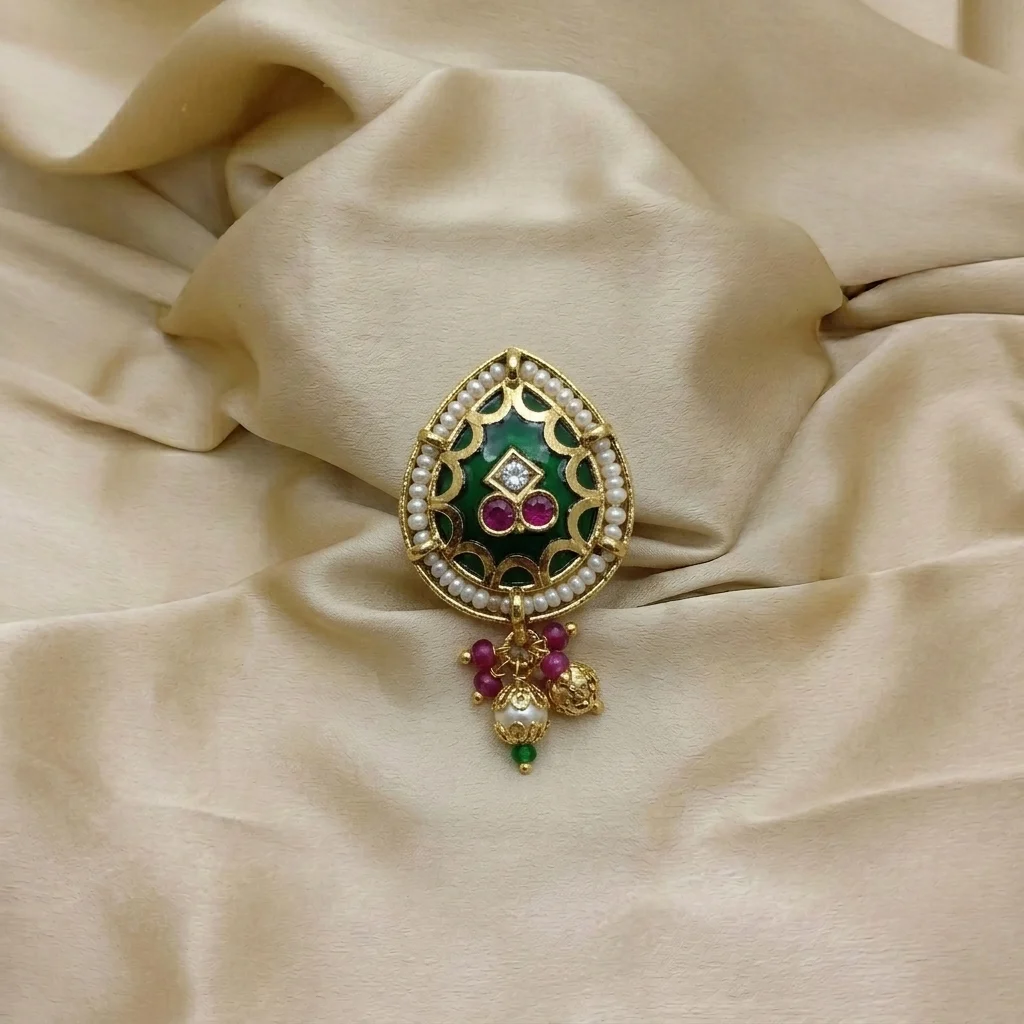 Heritage Teardrop Meenakari Hair Ornament