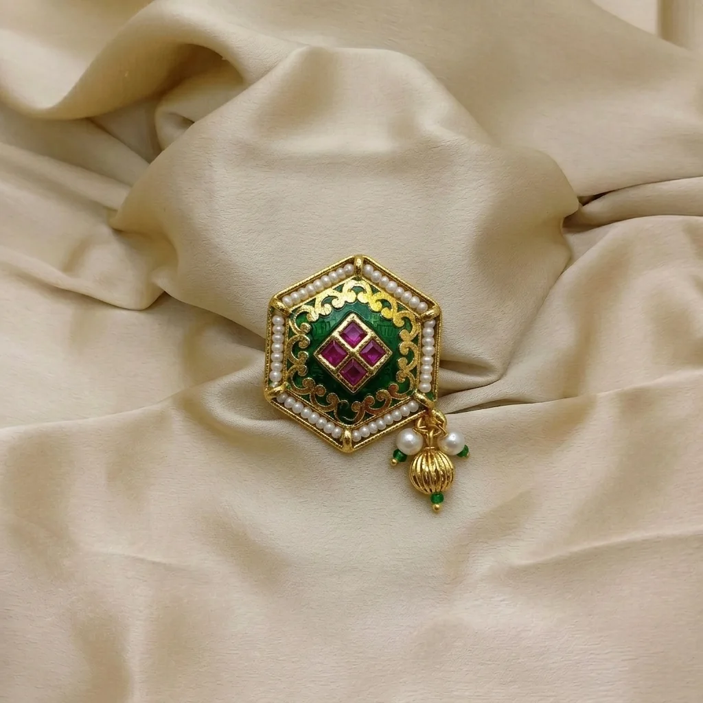 Heritage Emerald Hexagon Hair Brooch