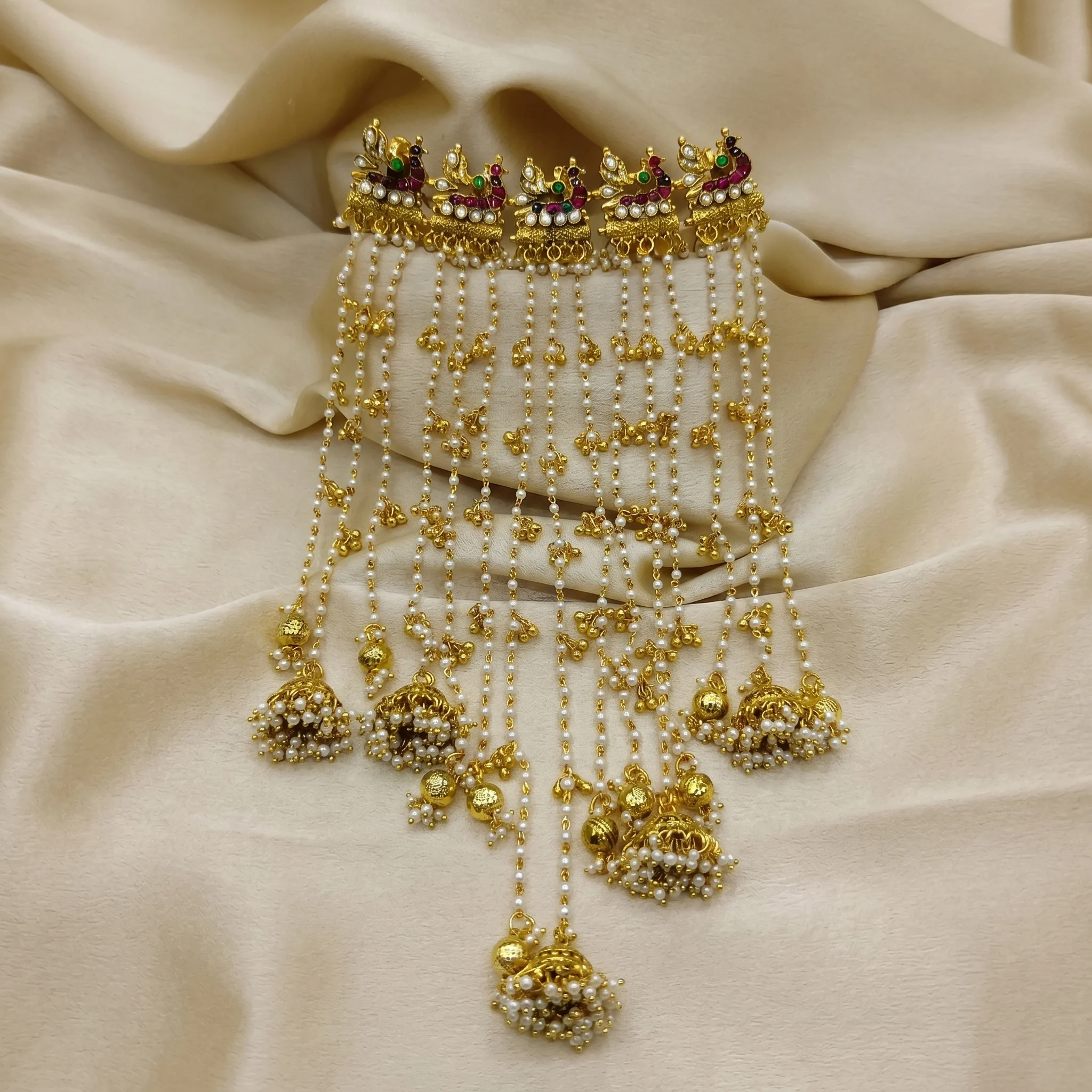 Meera  Peacock Jhumka Hair Chime