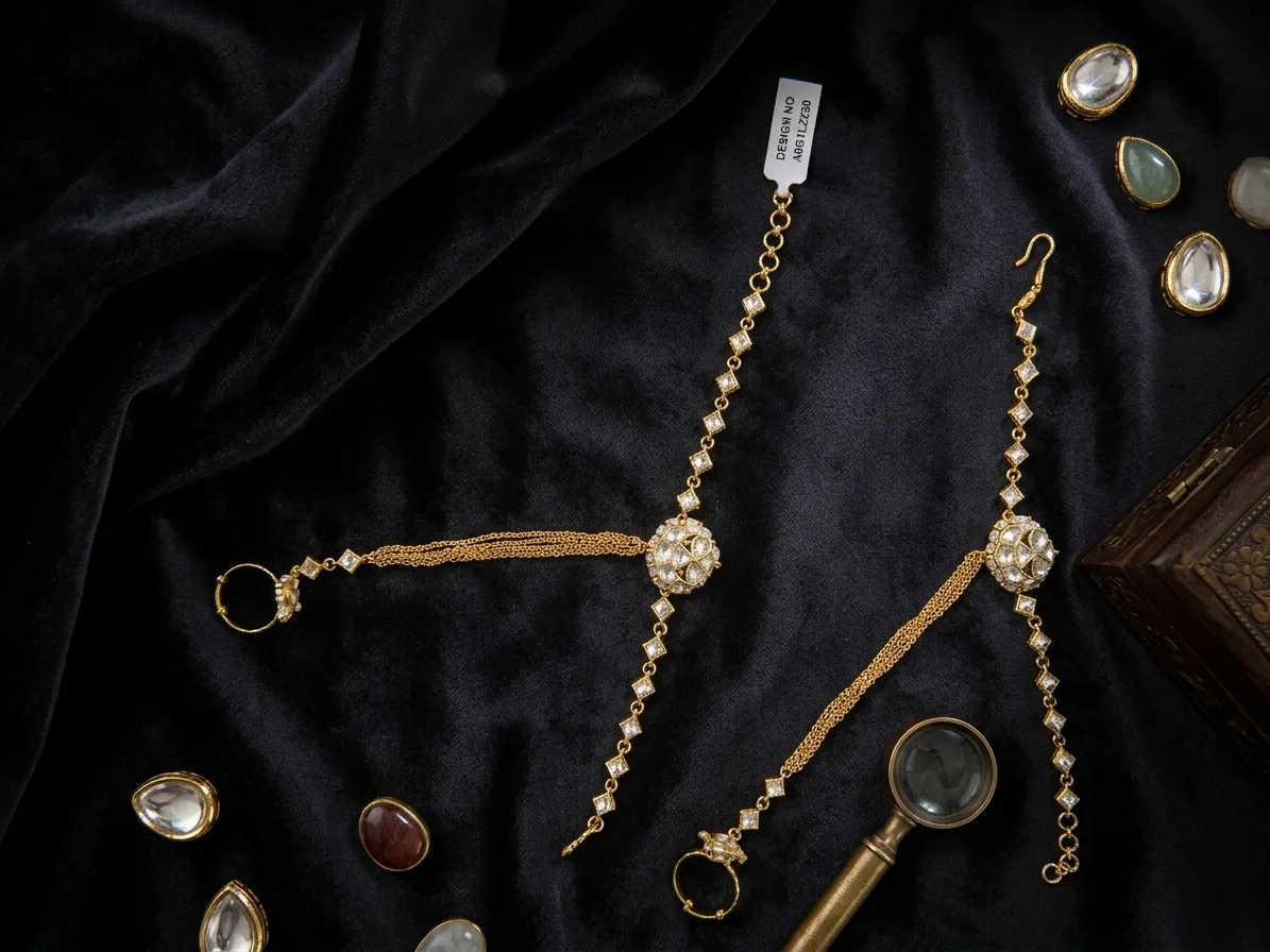 Dainty Gold Kundan Hathphool